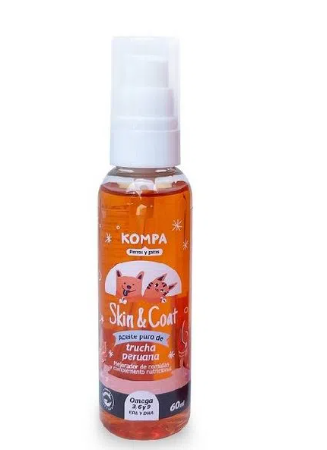 Kompa Skin & Coat - Aceite De Trucha 60 Ml - Mejorador De Comidas Para Perros Y Gatos