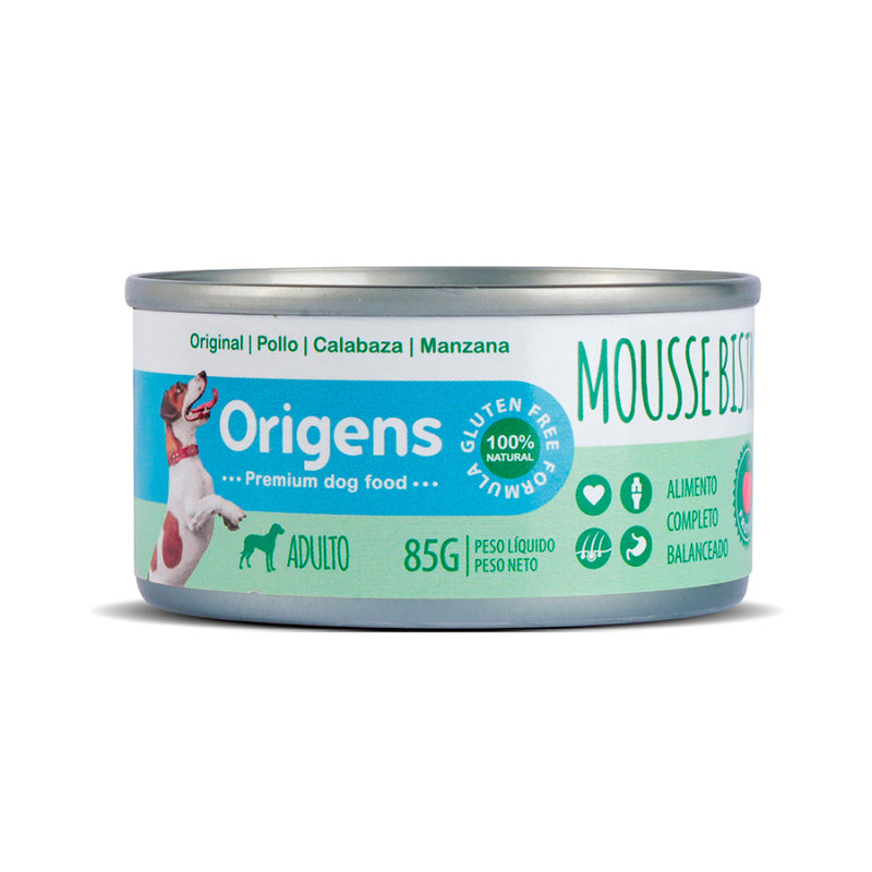 Origens Mousse bistro frutado pollo, calabaza, manzana adulto – 85 gr