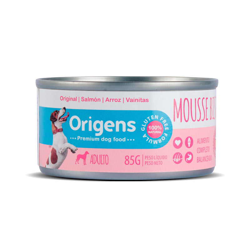 Origens Mousse bistro nikkei salmón, arroz, vainitas adulto – 85 gr