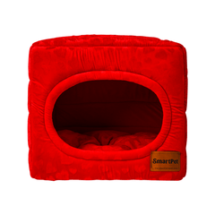 SmartPet Cama Cubo 2 en1 Rojo Corazones - Talla Medium