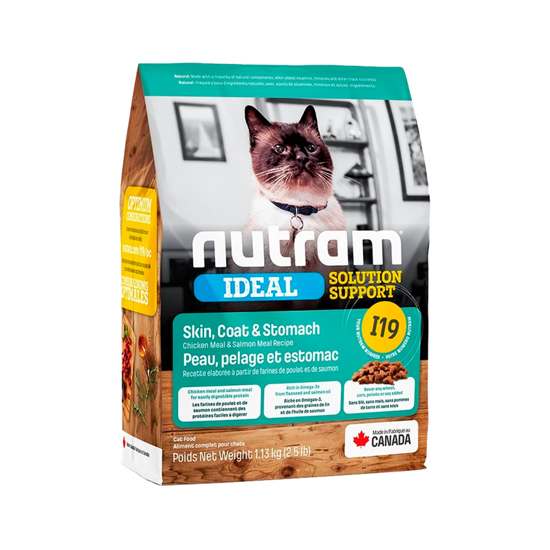 Nutram New I19 Ideal Sensitive Skin Coat & Stomach Cat x 1.13 Kg