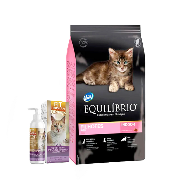 Pack Equilibrio Kittens - Gatitos 1.5kg +  Fit Fórmula Omega 3 Y 6 Gato 125 Ml