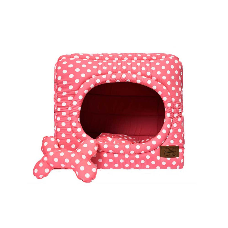 SmartPet Cama Cubo 2 en1 Rojo Corazones - Talla Medium