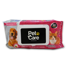 Pet Care -  Toallitas Húmedas aroma Strawberry x 50 Und.